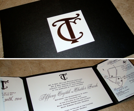 tiffany horizontal gatefold wedding invitation black white sparkle 